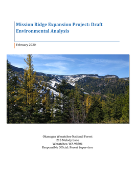 Mission Ridge Expansion Project: Draft Environmental Analysis