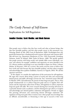 The Costly Pursuit of Self-Esteem: Implications for Self-Regulation