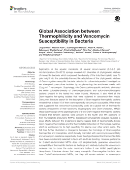 Global Association Between Thermophilicity and Vancomycin Susceptibility in Bacteria
