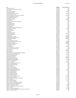 Articles on Demand Title List Page 1 of 52 Title ISSN