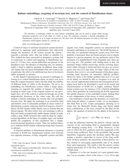 Bailout Embeddings, Targeting of Invariant Tori, and the Control of Hamiltonian Chaos