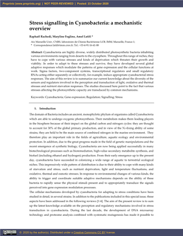 Stress Signalling in Cyanobacteria: a Mechanistic Overview