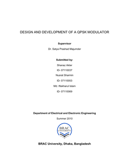 Design and Development of a Qpsk Modulator