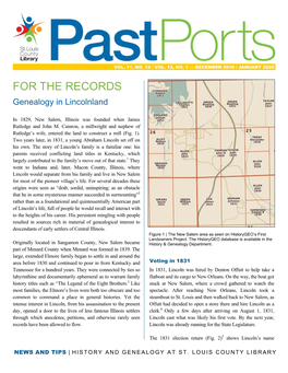 DECEMBER 2019 / JANUARY 2020 for the RECORDS Genealogy in Lincolnland