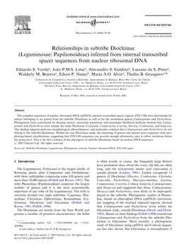 Relationships in Subtribe Diocleinae (Leguminosae; Papilionoideae) Inferred from Internal Transcribed Spacer Sequences from Nuclear Ribosomal DNA