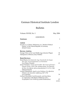 German Historical Institute London Bulletin Vol 28 (2006), No. 1