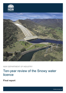 Ten-Year Review of the Snowy Water Licence—Final Report First Published December 2018