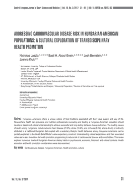 Addressing Cardiovascular Disease Risk in Hungarian-American Populations: a Cultural Exploration of Transdisciplinary Health Promotion