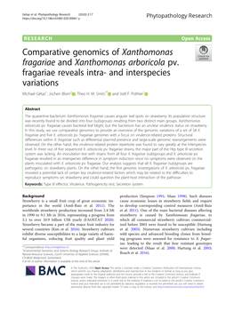 Comparative Genomics of Xanthomonas Fragariae and Xanthomonas Arboricola Pv. Fragariae Reveals Intra- and Interspecies Variation