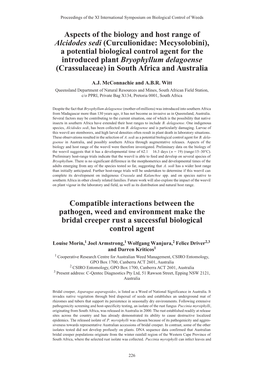 A Potential Biological Control Agent for the Introduced Plant Bryophyllum Delagoense (Crassulaceae) in South Africa and Australia