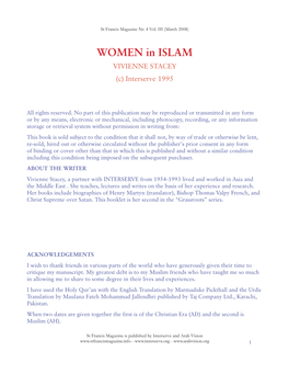 WOMEN in ISLAM VIVIENNE STACEY (C) Interserve 1995