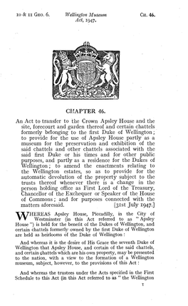 Chancellor of the Exchequer Or Speaker of the House of Commons ; and for Purposes Connected with the Matters Aforesaid