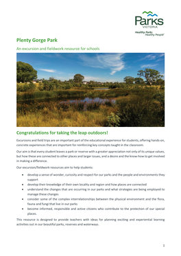 Plenty Gorge Park an Excursion and Fieldwork Resource for Schools