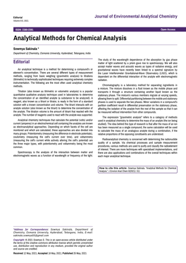 Analytical Methods for Chemical Analysis