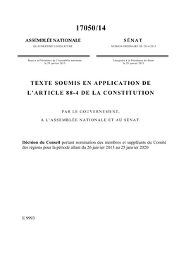 Texte Soumis En Application De L'article 88-4 De La