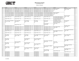 GRIT Program Schedule Listings in Eastern Time