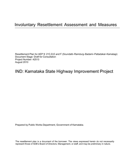 Karnataka State Highway Improvement Project: Resettlement