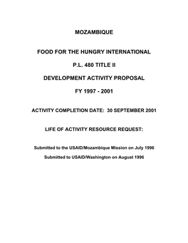 Mozambique Food for the Hungry International P.L