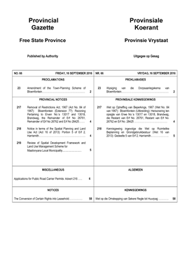 Provincial Gazette Free State Province