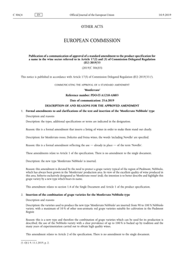 Publication of a Communication of Approval of a Standard