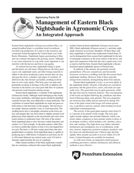 Management of Eastern Black Nightshade in Agronomic Crops