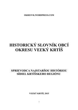 Historický Slovník Obcí Okresu Veľký Krtíš