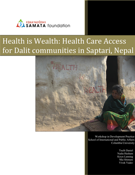 Health Care Access for Dalit Communities in Saptari, Nepal