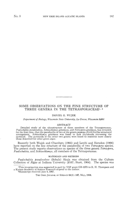 Some Observations on the Fine Structure of Three Genera in the Tetrasporaceae1 •2