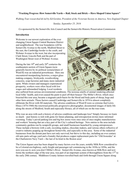 Tracking Progress: How Somerville Yards -- Rail, Stock and Brick -- Have Shaped Union Square”