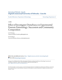 Effect of Investigator Disturbance in Experimental Forensic Entomology: Succession and Community Composition G