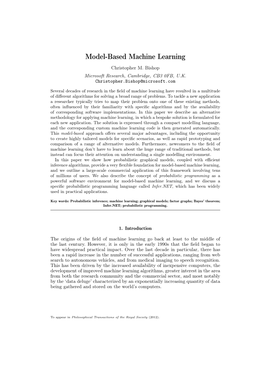 Model-Based Machine Learning