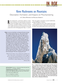 Rime Mushrooms on Mountains Description, Formation, and Impacts on Mountaineering