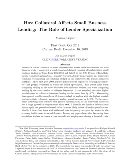 How Collateral Affects Small Business Lending