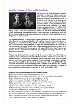 Sir Ross and Sir Keith Smith Sir Ross and Sir Keith Smith Were Famous Australian Aviators