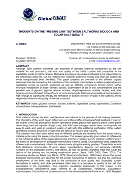 Between Saltworks Biology and Solar Salt Quality