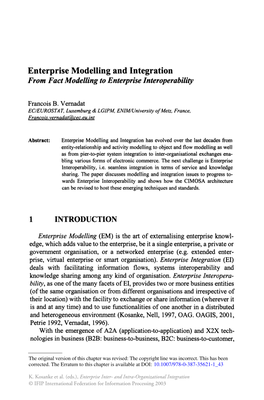 Enterprise Modelling and Integration from Fact Modelling to Enterprise Interoperability