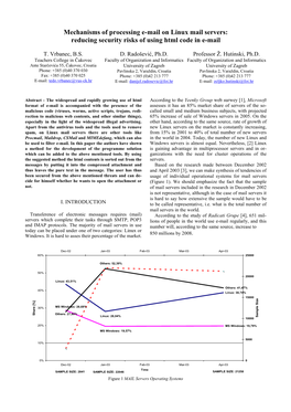 Mechanisms of Processing E-Mail on Linux Mail Servers: Reducing Security Risks of Using Html Code in E-Mail