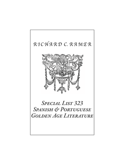 Special List 323: Spanish & Portuguese Golden Age Literature