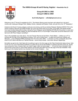 The HSRCA Groups M and O Racing Register – Newsletter No.15 Group