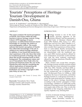 Tourists' Perceptions of Heritage Tourism Development in Danish?