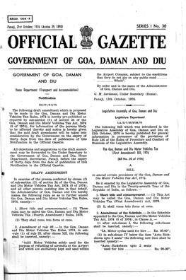 Officiai1 Gazette' Government of Goa, Daman and Diu