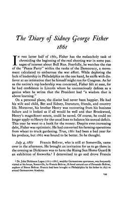 The T>Iary of Sidney Qeorge Fisher