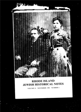 Rhode Island Jewish Historical Notes