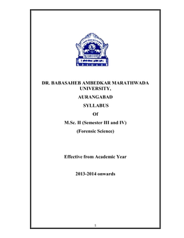 DR. BABASAHEB AMBEDKAR MARATHWADA UNIVERSITY, AURANGABAD SYLLABUS of M.Sc