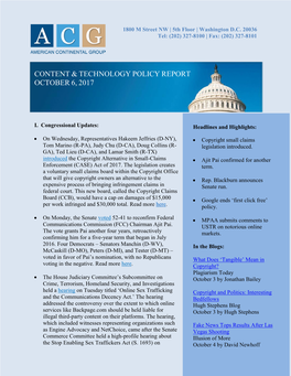 Content & Technology Policy Report October 6, 2017