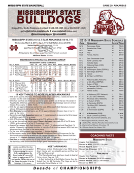 Arkansas 2 Game Notes.Indd