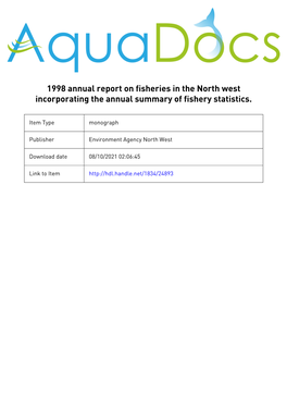 Fisheries in the North West Incorporating the Annual Summary of Fishery Statistics