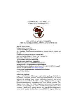 Afrikai-Magyar Egyesület African-Hungarian Union Ahu Magyar Afrika-Tudás Tár Ahu Hungarian Africa-Knowledge Database