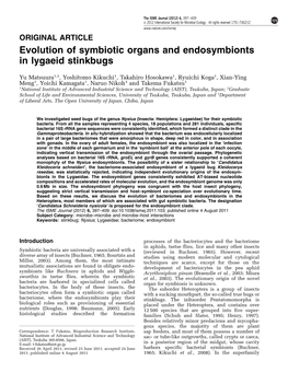 Evolution of Symbiotic Organs and Endosymbionts in Lygaeid Stinkbugs