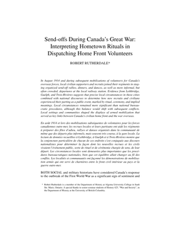 Interpreting Hometown Rituals in Dispatching Home Front Volunteers